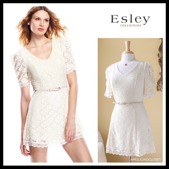 V-NECK LACE A-LINE SHORT SLEEVES MINI DRESS A2C - Picture 8 of 8